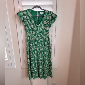 Lost + Wander Green and White Midi Dress